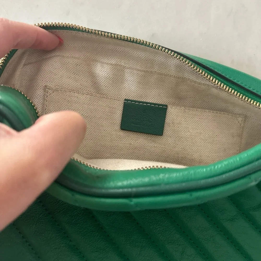 Authentic Gucci Marmont GG Green Gold Camera Bag Small - Picture 4 of 6